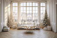 Christmas decoration furniture window white. AI generated Image by rawpixel.