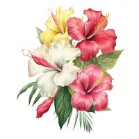 Tropical flowers hibiscus drawing sketch. AI generated Image by rawpixel.