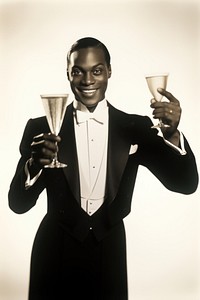 Man holding champagne glass portrait tuxedo photo. AI generated Image by rawpixel.