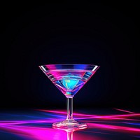 Cocktail glass martini drink neon. AI generated Image by rawpixel.