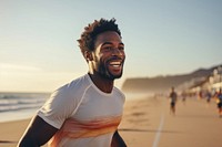 A black man runner running outdoors sports person. AI generated Image by rawpixel.