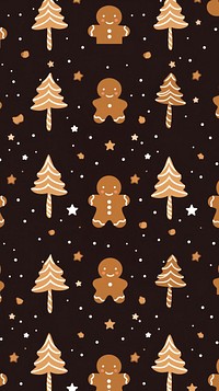 Christmas wallpaper christmas pattern gingerbread. AI generated Image by rawpixel.