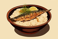 Grilled Eel Rice Bowl rice seafood meal. AI generated Image by rawpixel.