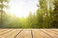 Wooden table top forest backgrounds landscape. AI generated Image by rawpixel.