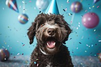 Labradoodle dog birthday confetti. AI generated Image by rawpixel.