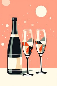 Bottle glass champagne drink. AI generated Image by rawpixel.