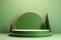 Festive Christmas scene podium green plant green background. AI generated Image by rawpixel.