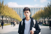 Chinese university student standing architecture outdoors. AI generated Image by rawpixel.