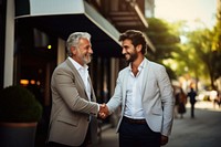 Shaking hands adult man togetherness. AI generated Image by rawpixel.