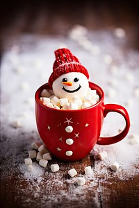 Snowman marshmallow mug christmas dessert. AI generated Image by rawpixel.
