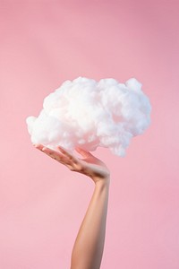 Hand holding fluffy cloud adult arm standing. AI generated Image by rawpixel.