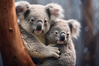 Koalas cuddling wildlife animal mammal. AI generated Image by rawpixel.
