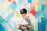 Asian kid reading book adult spirituality architecture. AI generated Image by rawpixel.