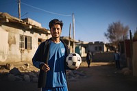 Pakistani young man football sports day. 