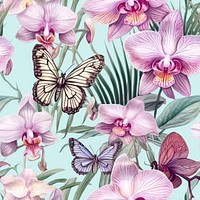 Flower orchid backgrounds butterfly. AI generated Image by rawpixel.