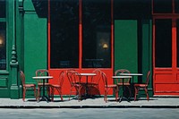 Cafe restaurant front tables. 