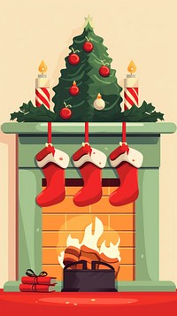 Fireplace christmas cartoon gift. AI generated Image by rawpixel.