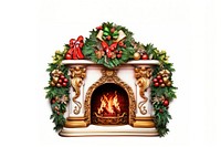 Christmas fireplace white background representation. AI generated Image by rawpixel.