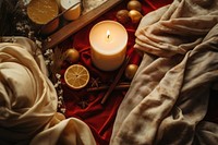 Christmas candle blanket celebration darkness. AI generated Image by rawpixel.