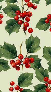 Holly berry christmas pattern cherry. AI generated Image by rawpixel.