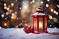Red lantern snow christmas outdoors. AI generated Image by rawpixel.