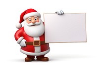 Santa Claus holding a white blank sign cartoon winter white background. AI generated Image by rawpixel.