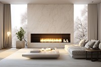 Empty modern living room fireplace architecture furniture. AI generated Image by rawpixel.
