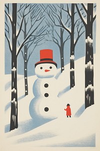 The snow man outdoors snowman winter. AI generated Image by rawpixel.