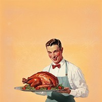 Holding turkey christmas dinner portrait adult food. AI generated Image by rawpixel.