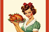 Holding a turkey dinner adult food meal. AI generated Image by rawpixel.