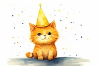 Cat wearing party hat cartoon mammal animal. AI generated Image by rawpixel.