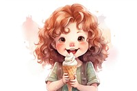 Littlr girl eating ice-cream cone cartoon cute hairstyle. AI generated Image by rawpixel.