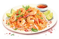 Pad Thai seafood shrimp plate. AI generated Image by rawpixel.