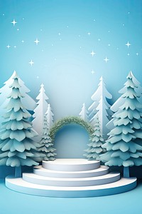 Stage podium christmas nature winter. AI generated Image by rawpixel.