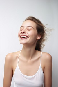 Woman laughing portrait smiling. 