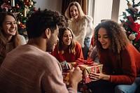 Group friends christmas adult togetherness. AI generated Image by rawpixel.