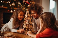 Christmas child kid togetherness. AI generated Image by rawpixel.
