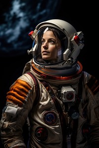 Female astronaut protection portrait darkness. AI generated Image by rawpixel.