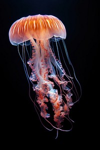 Jellyfish animal sea black background. AI generated Image by rawpixel.