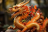 Chinese dragon statue red representation chinese dragon. AI generated Image by rawpixel.