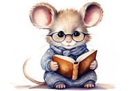 Mouse reading glasses book. AI generated Image by rawpixel.