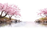 River landscape outdoors blossom. AI generated Image by rawpixel.