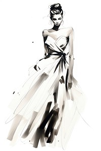 Fashion model sketch drawing dress. AI generated Image by rawpixel.