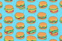 Hamburger backgrounds pattern bread. AI generated Image by rawpixel.