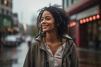 African American woman smile adult rain. AI generated Image by rawpixel.