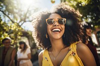 African American woman laughing glasses smile. AI generated Image by rawpixel.