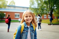 Student smiles school architecture outdoors. AI generated Image by rawpixel.