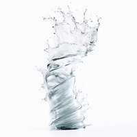 Water tornado white white background splattered. 