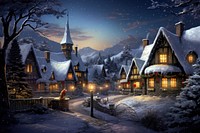 Christmas night architecture building outdoors. AI generated Image by rawpixel.