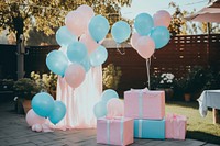 Gender reveal party balloon celebration anniversary. AI generated Image by rawpixel.